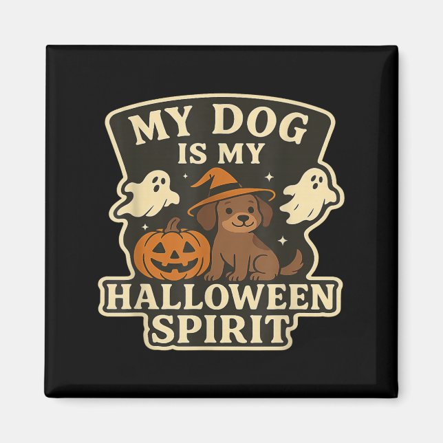 Imán Mi perro es mi espíritu de Halloween _ Amante dive (Frente)