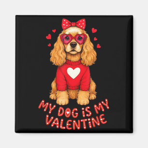 Imán Mi perro es mi San Valentín American Er Spaniel Co