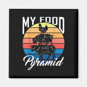 Imán Mi Pirámide Alimenticia Vaca Cerdo Pollo Divertido