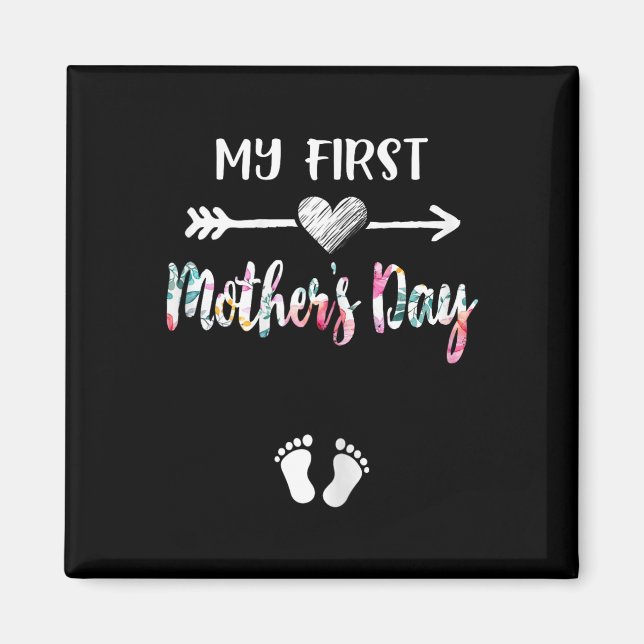 Imán Mi primer día de la madre anuncio de embarazo mamá (Frente)