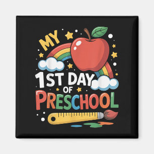 Imán Mi primer día de preescolar divertido arcoiris col