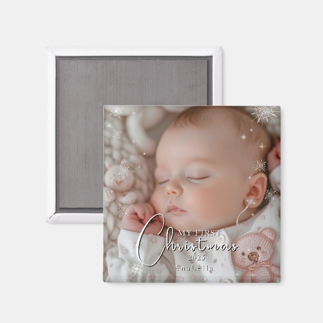 Imán Mi primera foto para el bebé de Navidad (Anverso/Reverso)