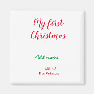 Imán Mi primera Navidad añadir nombre de familia con am