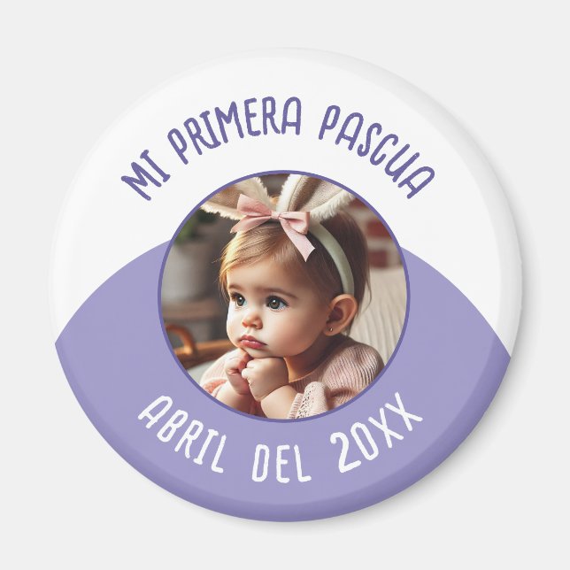 Imán Mi Primera Pascua con foto y año (Frente)