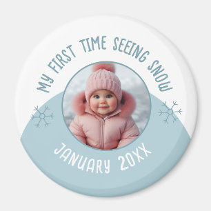 Imán Mi primera vez viendo nieve foto personalizada y a