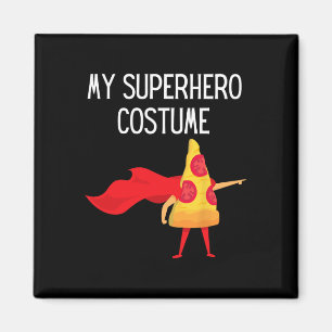 Imán Mi superhéroe pizza con disfraz de Cape Halloween