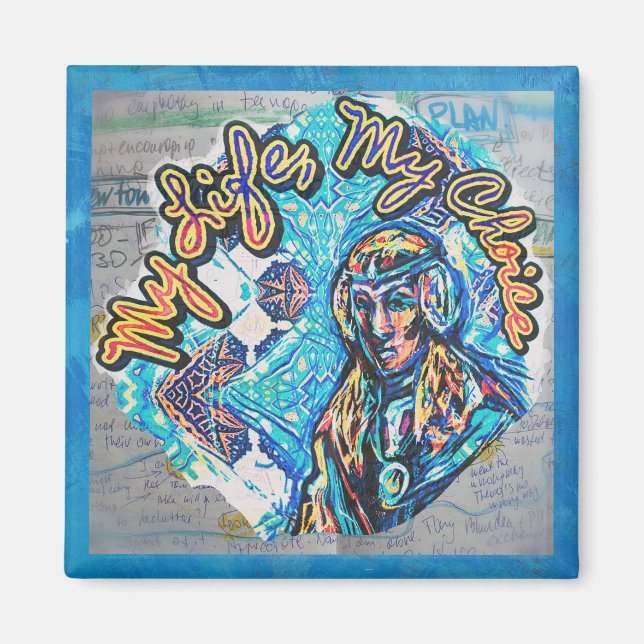 Imán Mi Vida, Mi Elección. Mujer Princesa y fractal (Frente)