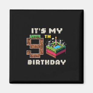 Imán Mi videojuego de cumpleaños número 9 con tarta pix