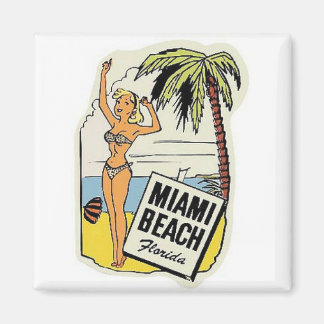 Imán Miami Beach Florida chica Viaje de Vintage