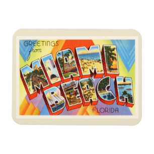 Imán Miami Beach Florida FL Old Vintage Travel Souvenir
