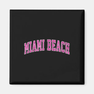 Imán Miami Beach Florida Fl Vintage Sports Design Pink
