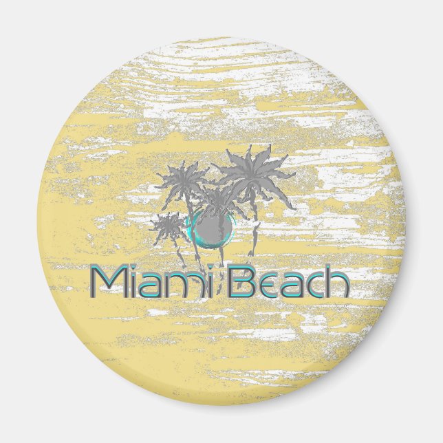 Imán Miami-Beach, Florida, Palmas, Grunge Guay (Frente)