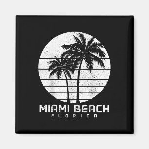 Imán Miami Beach Florida Vintage Palm Trees Beach Souve