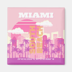 Imán Miami Beach, Miami Travel Art, habitación Preppy, 