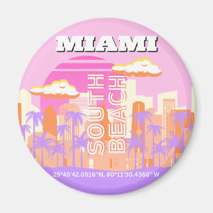 Imán Miami Beach, Miami Travel Art, habitación Preppy,