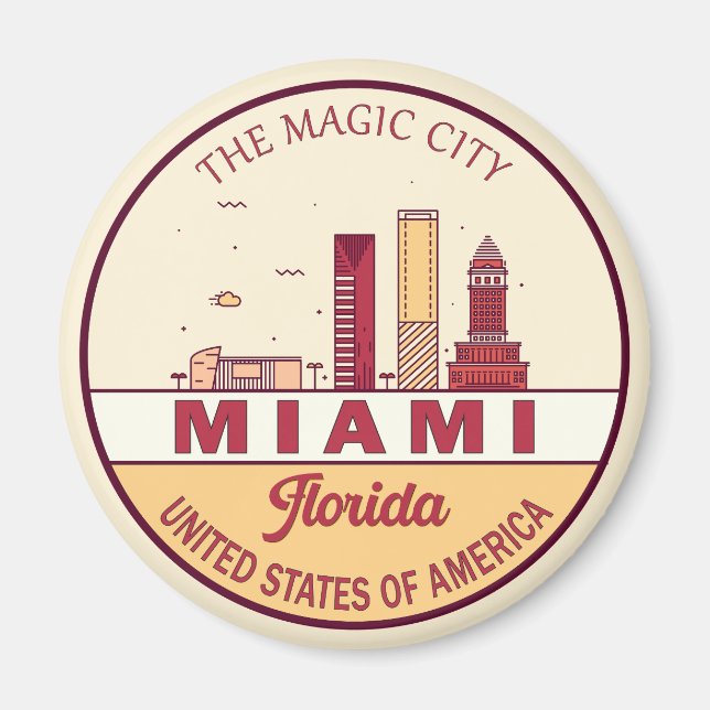 Imán Miami Florida City Skyline Emblem (Frente)
