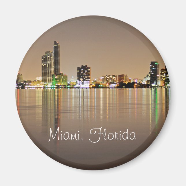 Imán Miami, Florida, la Ciudad Mágica de noche (Frente)