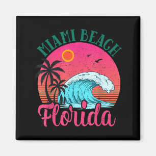 Imán Miami Florida Playa Atardecer Vintage Tropical Ver