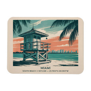 Imán Miami Florida Viaje South Beach Minimalista Retro