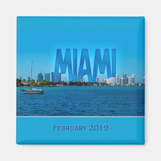 Imán Miami Skyline (imán del personalizable) (Frente)