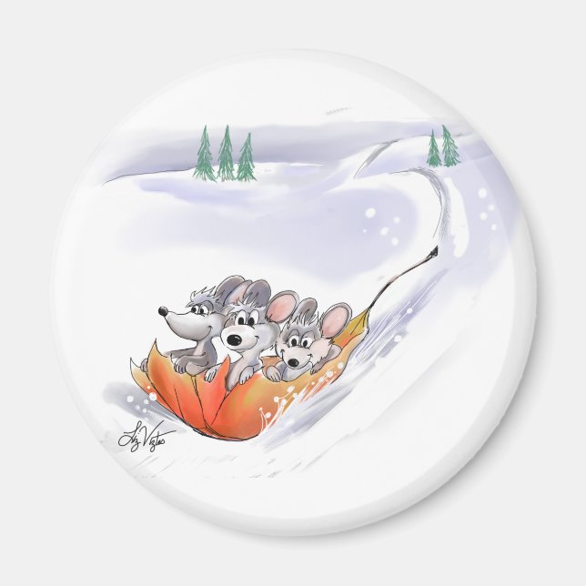 Imán Mic, Mac & Moe's Winter Holiday Landscape Magnet (Frente)