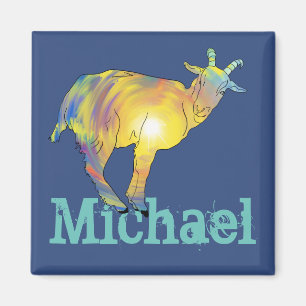 Imán Michael Añadir nombre Cabra Colorful Funky Arte An