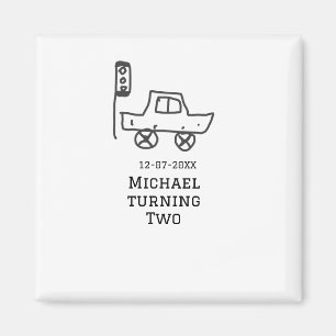 Imán Michael cumpliendo dos años juguete coche semáforo
