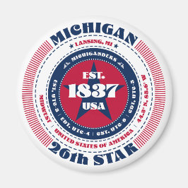 Imán Michigan Circle Typography Souvenir Magnet