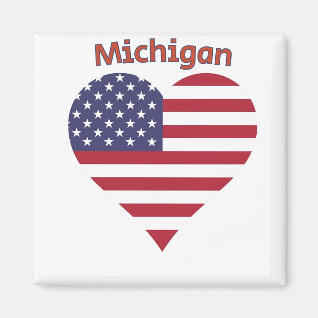 Imán Michigan: Corazón de la Bandera Americana (Frente)