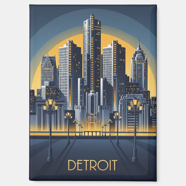Imán Michigan Detroit Art Deco Style (Anverso)
