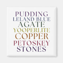 Imán Michigan Rockhound Agate Petoskey Stone Magent