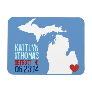 Imán Michigan Salven la Fecha - Ciudad Personalizable
