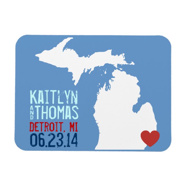 Imán Michigan Salven la Fecha - Ciudad Personalizable (Horizontal)
