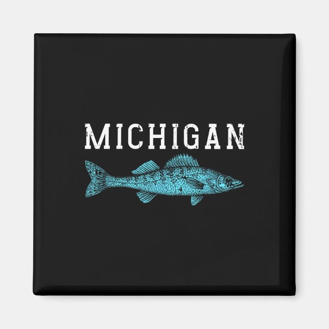 Imán Michigan Walleye Pescador Angler Midwest (Frente)