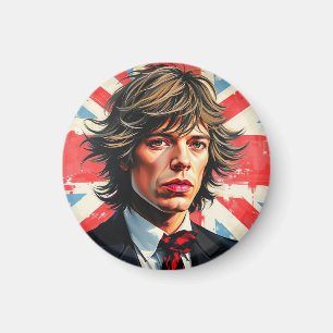 Imán Mick Jagger Rolling Stones frente a Union Jac