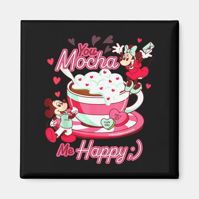 Imán Mickey Amp Minnie Valentines Day You Mocha Me H  (Frente)