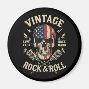 Imán Micrófono de cinta bandera americana cráneo rock v