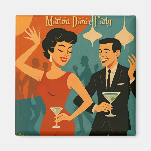 Imán Mid Century Martini Dance Party (Frente)