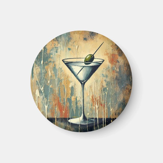Imán Mid Century Mixed Media Martini Art (Frente)