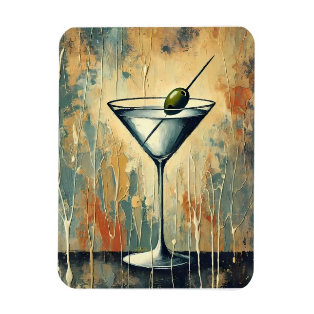 Imán Mid Century Mixed Media Martini Art (Vertical)