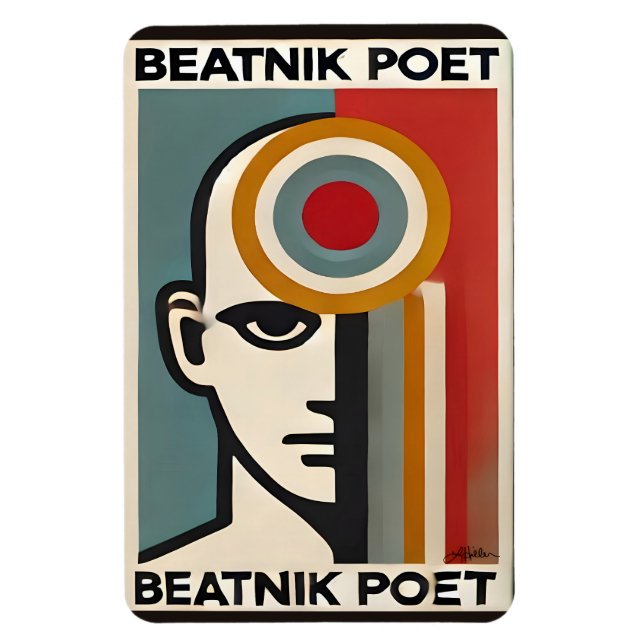 Imán Mid Century Modern Art Beatnik Poet (Vertical)