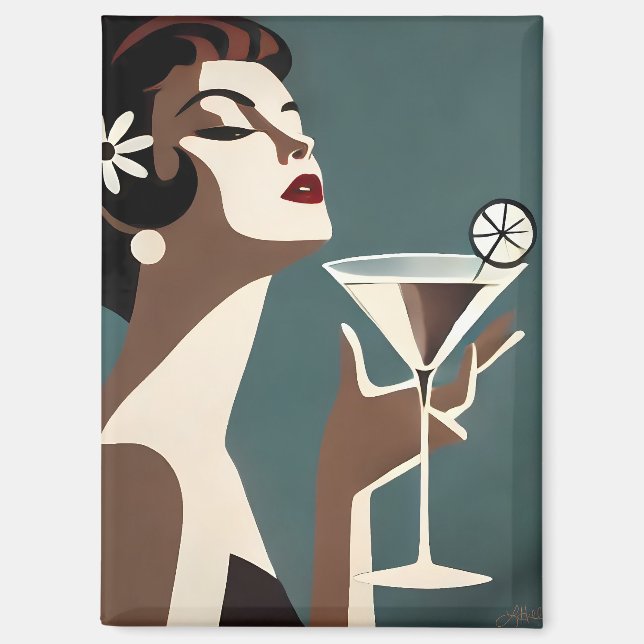 Imán Mid Century Modern Art The Martini DIva (Anverso)