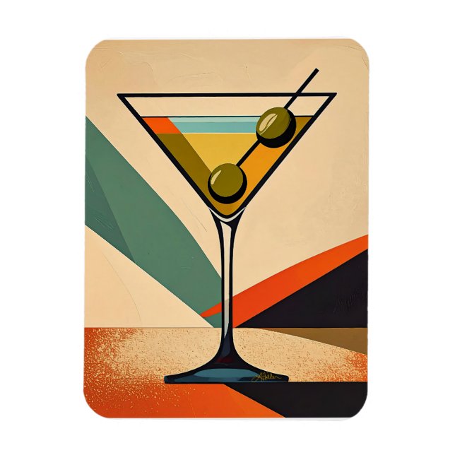 Imán Mid Century Modern Color Block Martini Art (Vertical)
