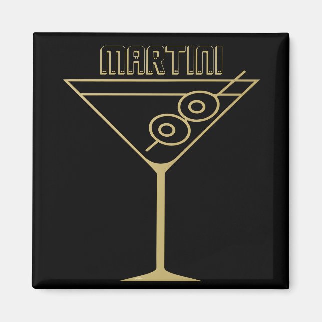 Imán Mid Century Modern Gold 2 Olive Martini (Frente)