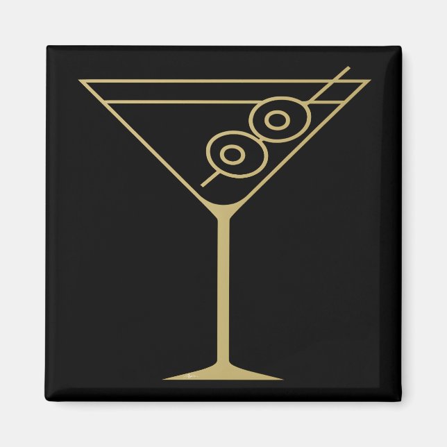 Imán Mid Century Modern Gold 2 Olive Martini (Frente)
