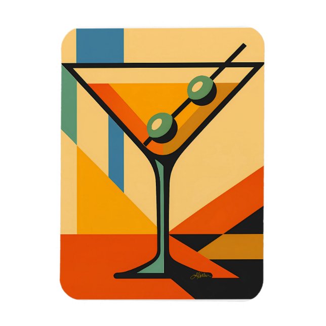 Imán Mid Century Modern Sunrise Bauhaus Martini (Vertical)