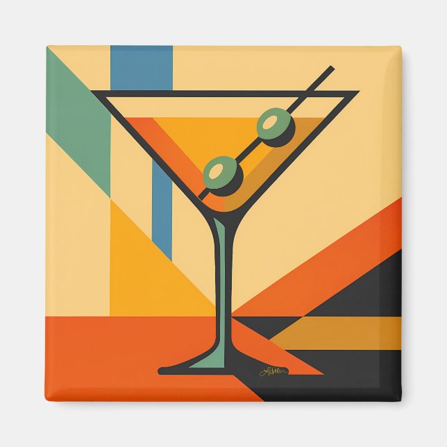 Imán Mid Century Modern Sunrise Bauhaus Martini (Frente)