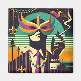 Imán Mid Century Retro 60s Mardi Gras The Smoking Man
