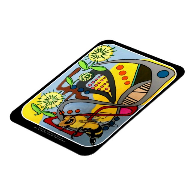 Imán "MidCentury Mod Resumen Garden Bee" (Lado Izquierdo)