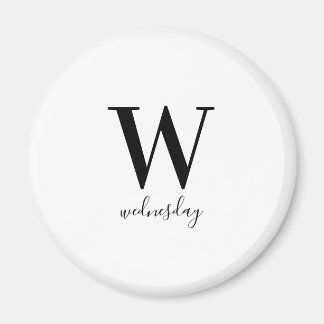 Imán Miércoles Tipografía Blanco Negro Moderno